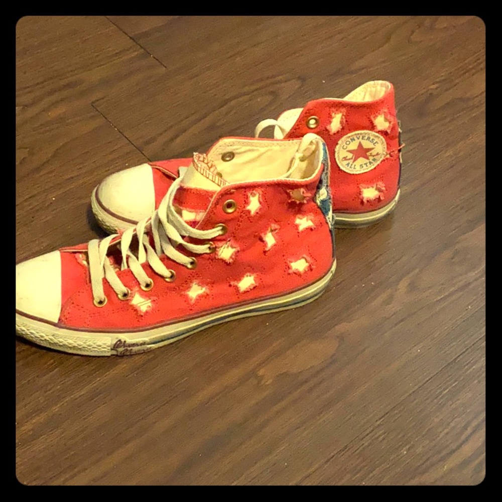 High top Red Rag American Flag Converse All Star